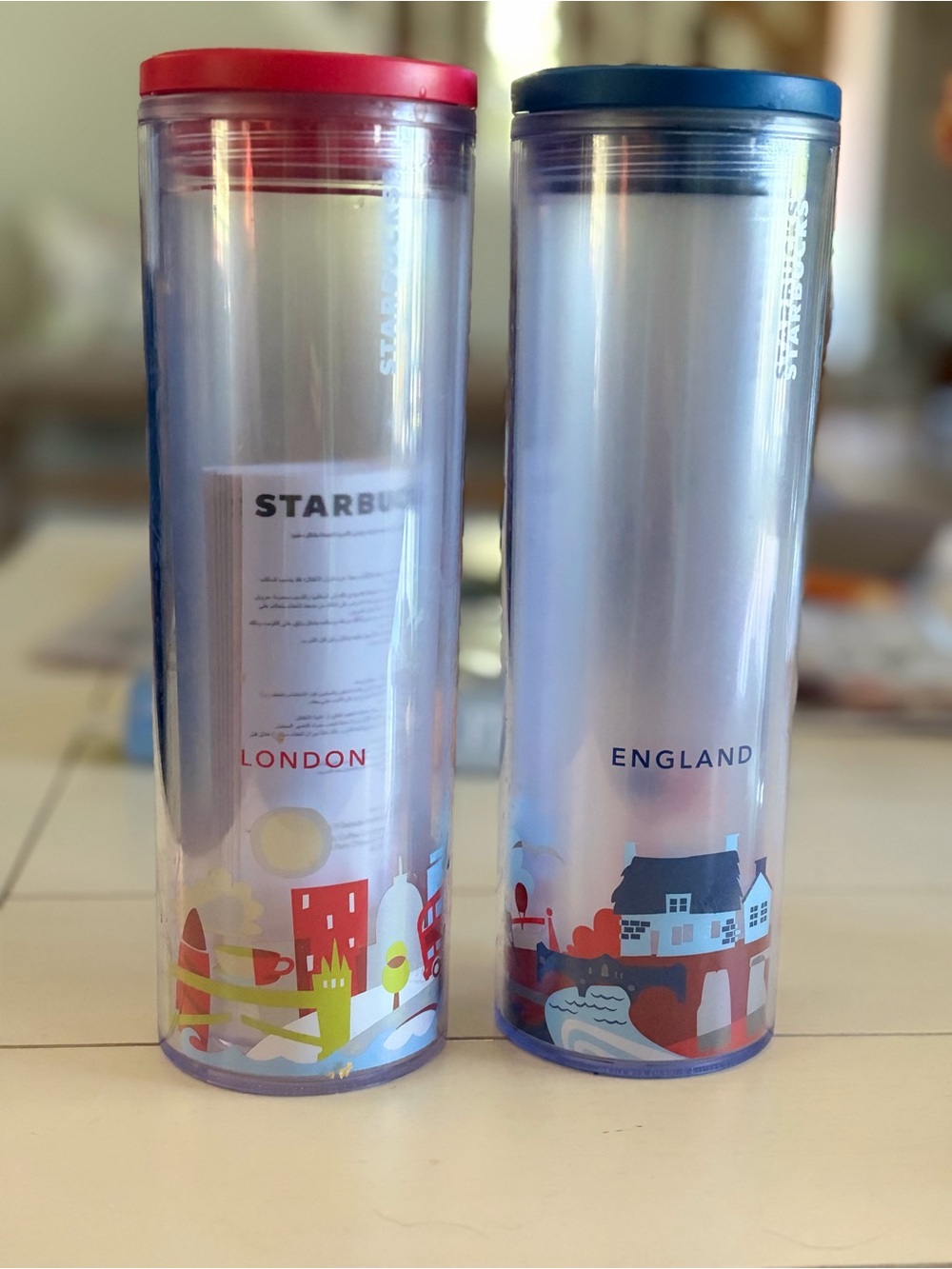Starbucks London & England Travel Tumblers Red and Blue Lids